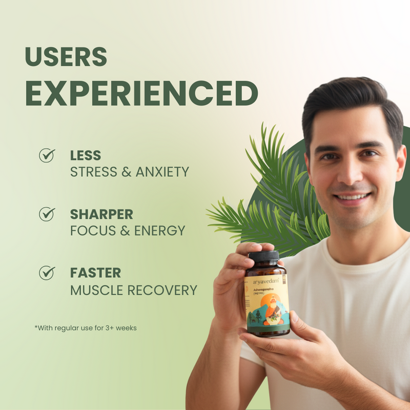 Aryavedam Ashwgandha Capsules | Ayurvedic Support for Stress, Sleep & Stamina (60 Capsules) Boosts Energy, Reduces Fatigue & Promotes Mental Clarity Naturally