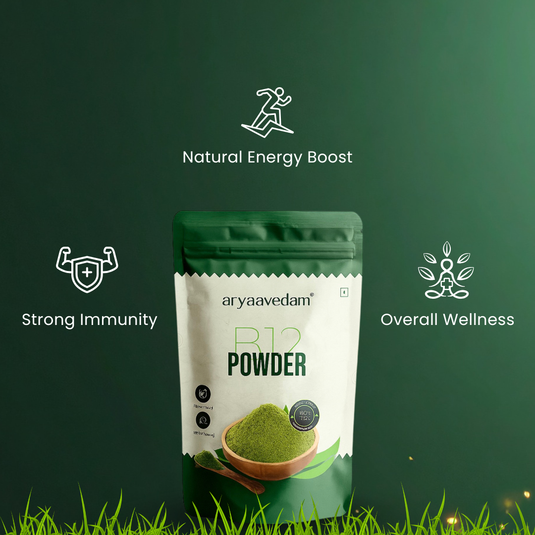 Aryavedam Combo Pack – B12 Powder + Super Wellness Powder | Plant-Based Daily Wellness Support (2 x 200g)